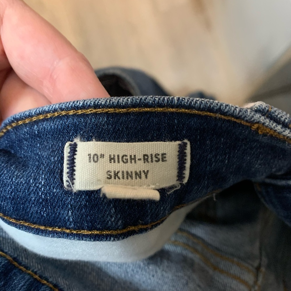 Madewell high rise skinny jeans w/ raw hem.